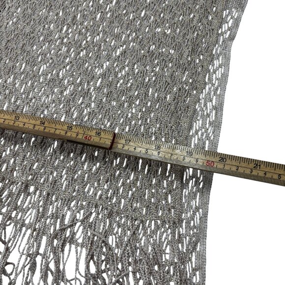 Lightweight Gold Pink Knit Shawl Wrap With Fringe Detailing - Picture 7 of 7